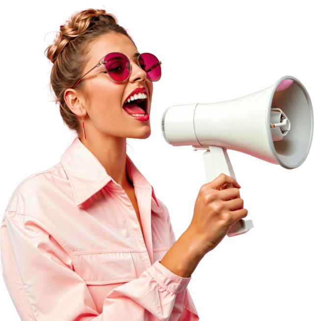 Dame mit Megafon